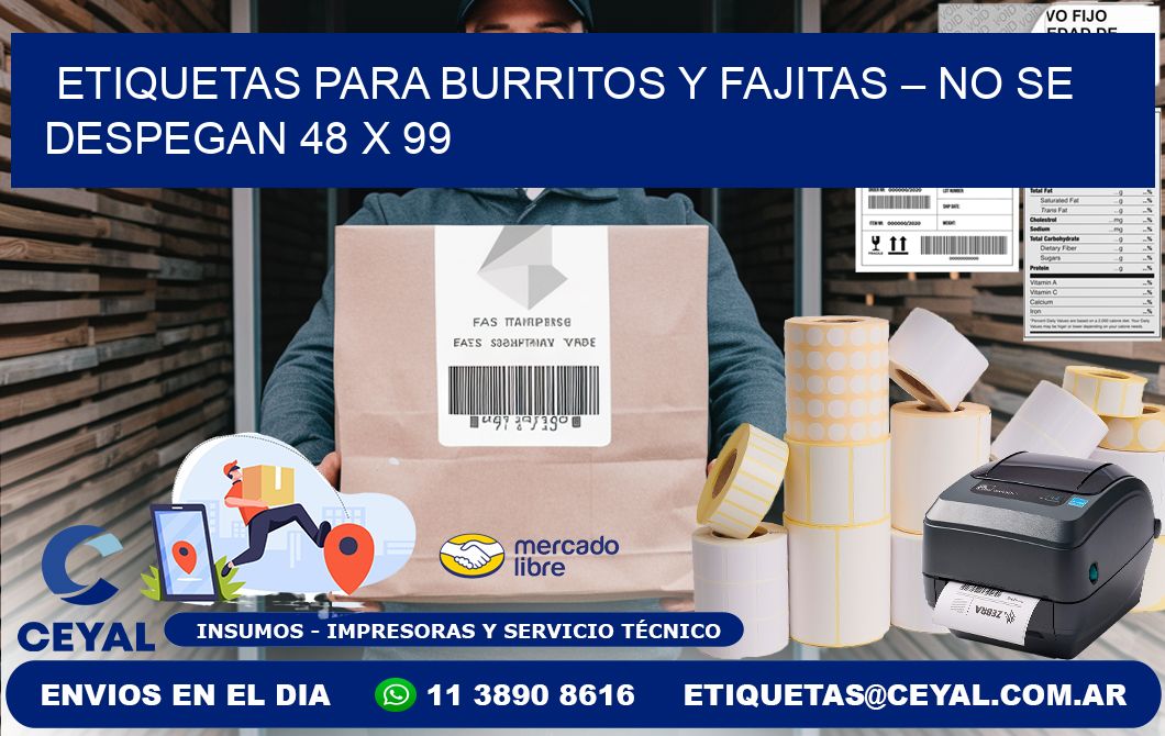 Etiquetas para burritos y fajitas – No se despegan 48 x 99