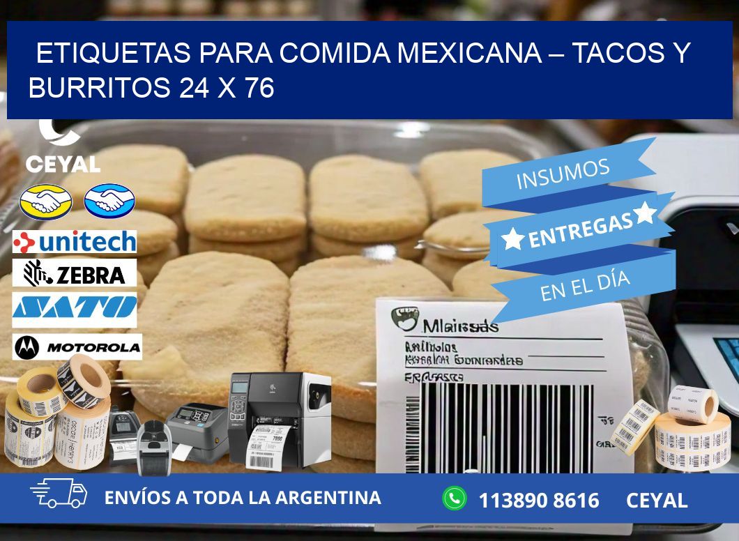 Etiquetas para comida mexicana – Tacos y burritos 24 x 76