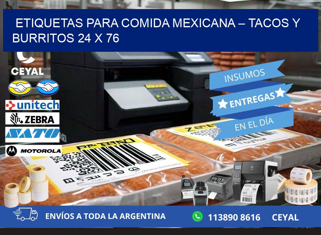 Etiquetas para comida mexicana – Tacos y burritos 24 x 76