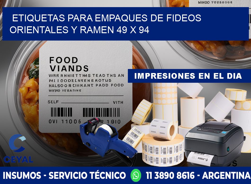 Etiquetas para empaques de fideos orientales y ramen 49 x 94