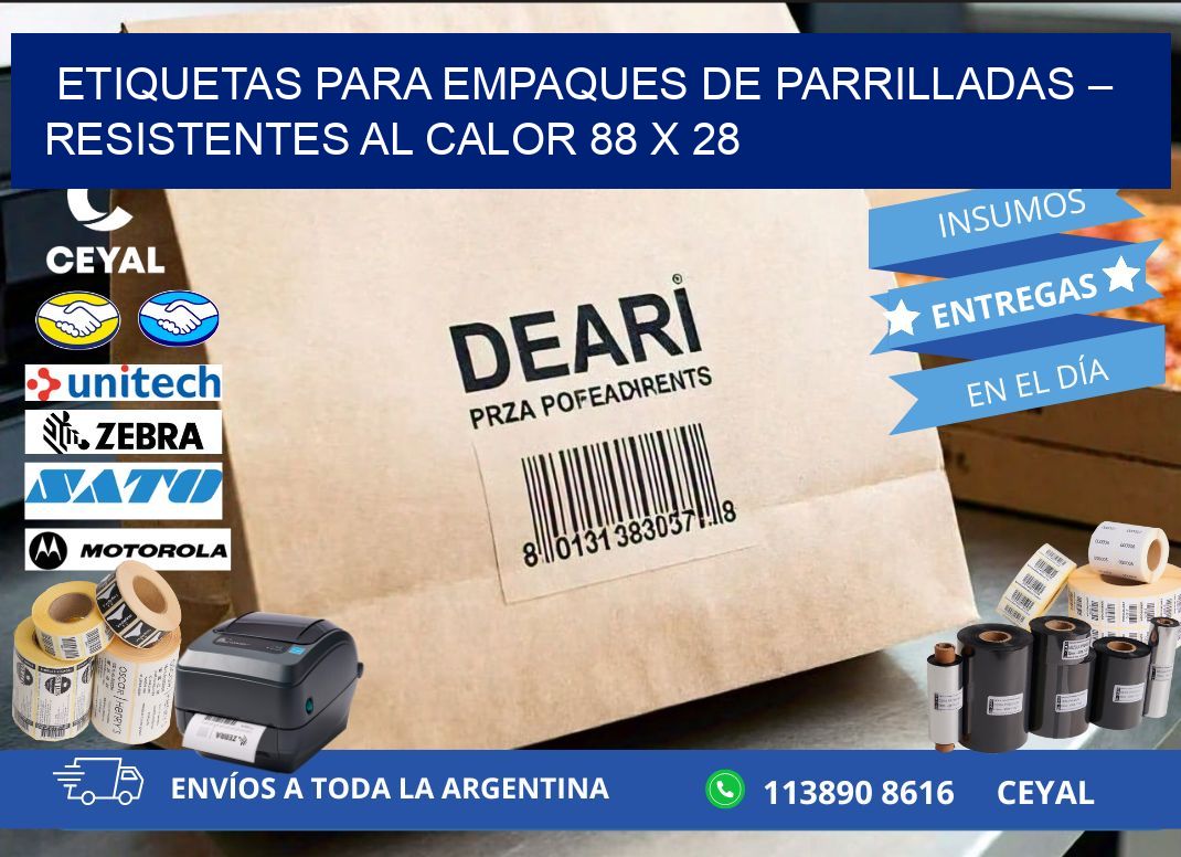 Etiquetas para empaques de parrilladas – Resistentes al calor 88 x 28