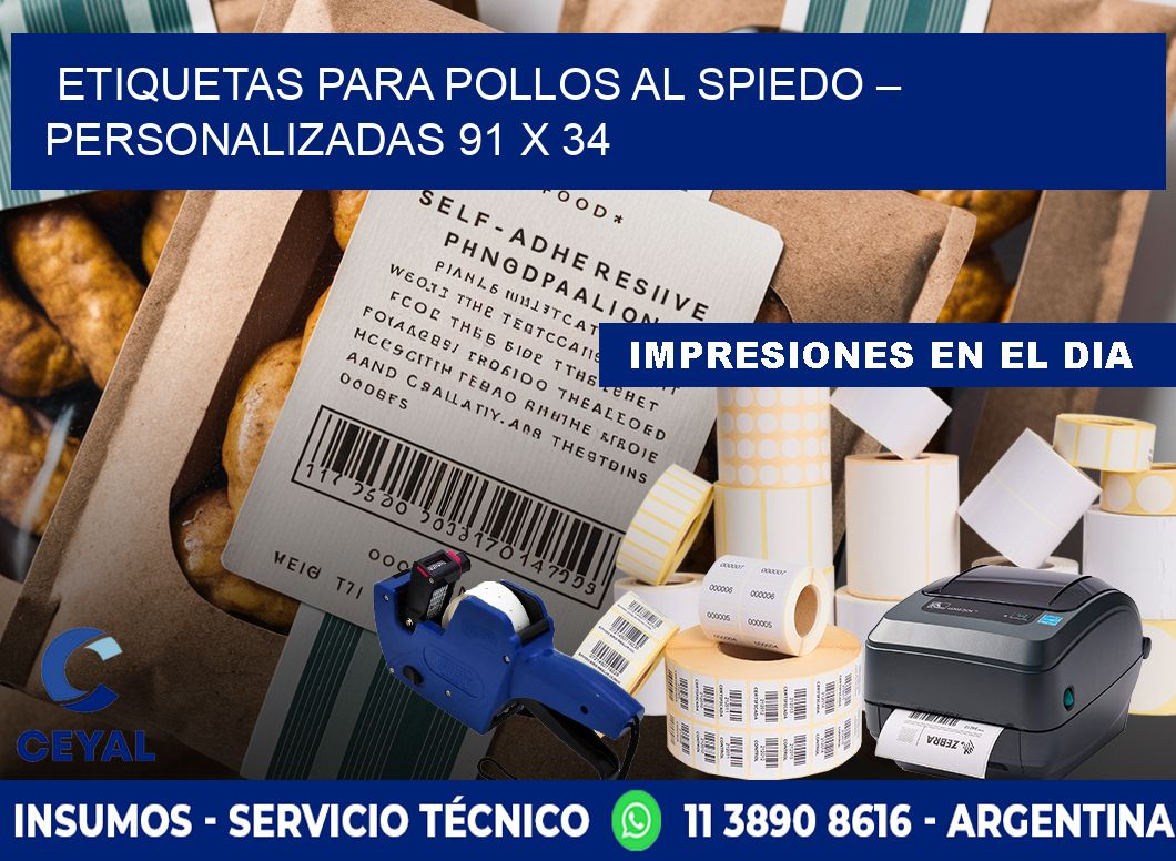 Etiquetas para pollos al spiedo – Personalizadas 91 x 34