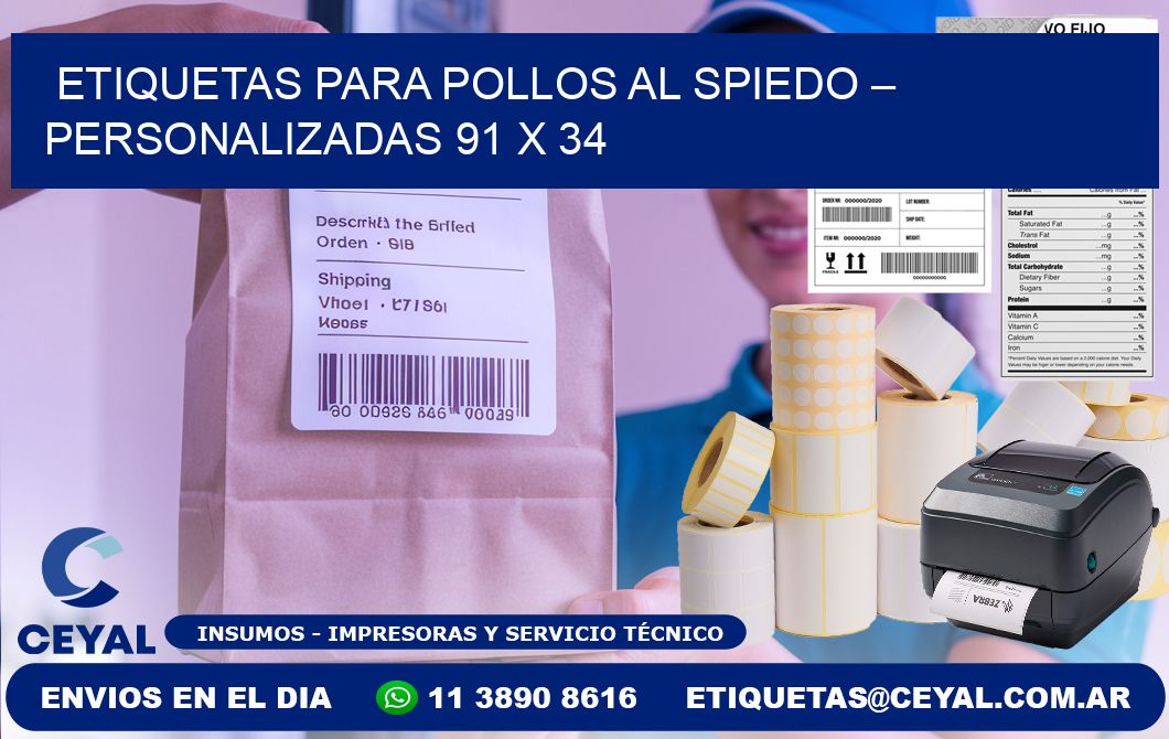 Etiquetas para pollos al spiedo – Personalizadas 91 x 34