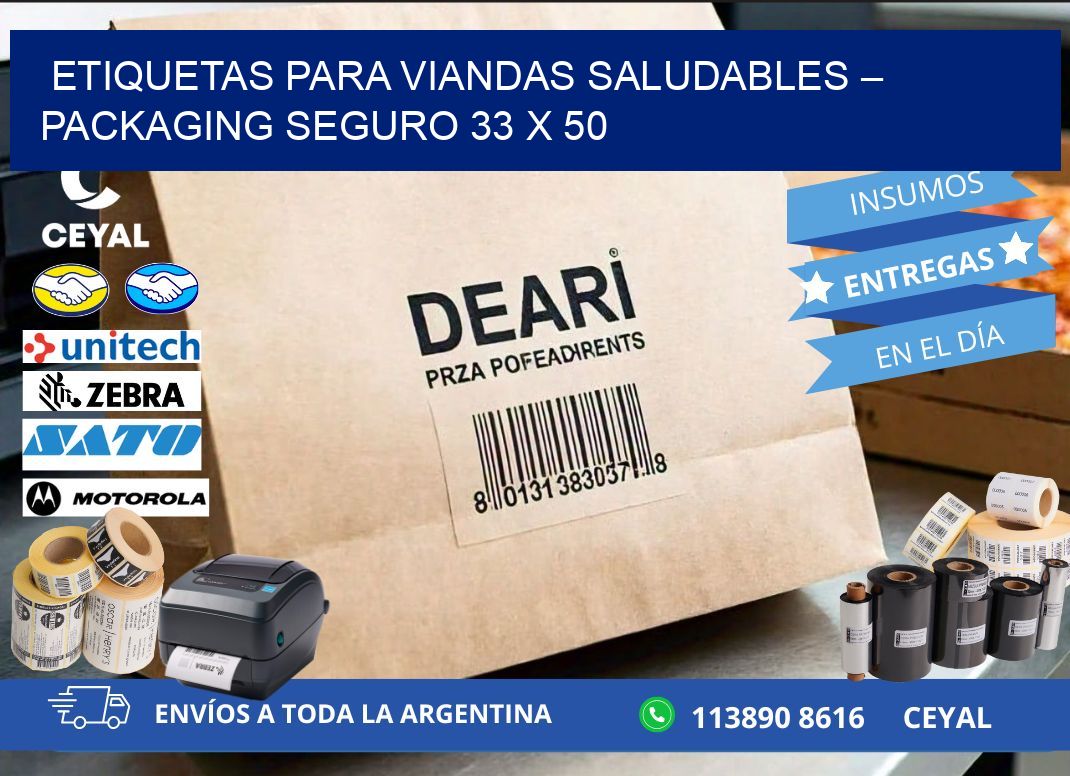 Etiquetas para viandas saludables – Packaging seguro 33 x 50