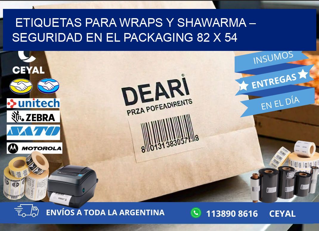 Etiquetas para wraps y shawarma – Seguridad en el packaging 82 x 54