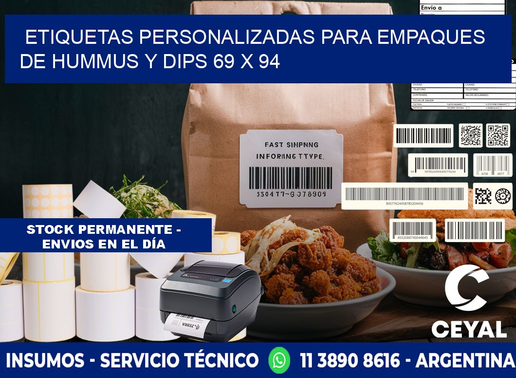 Etiquetas personalizadas para empaques de hummus y dips 69 x 94