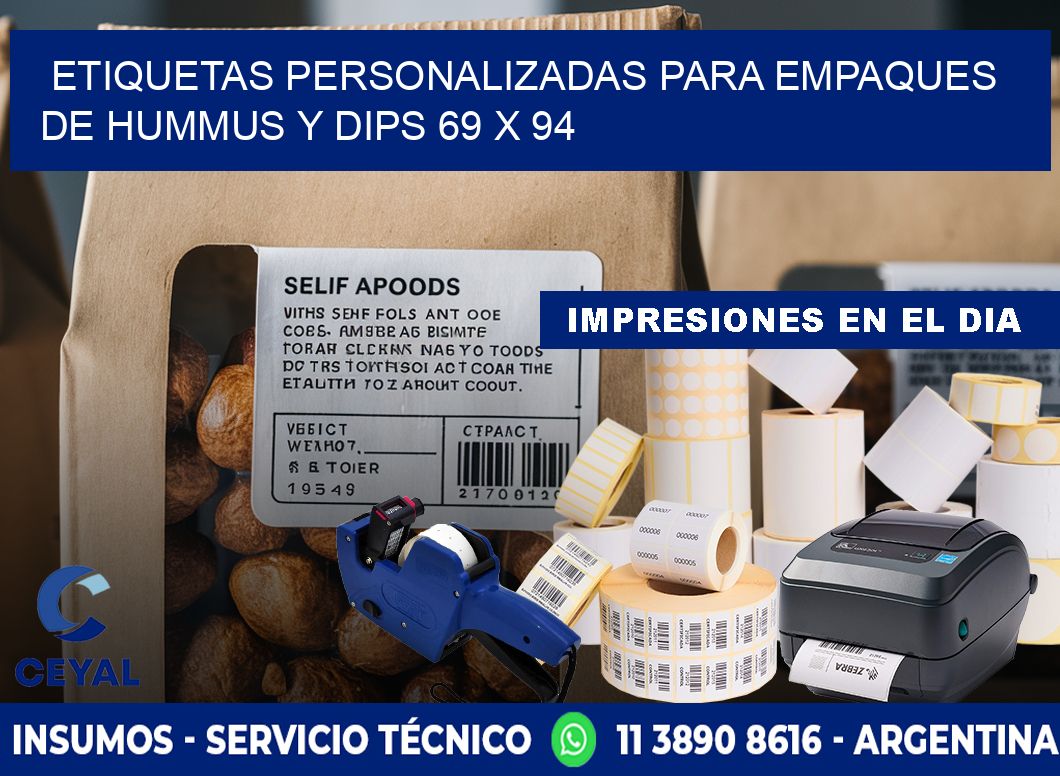 Etiquetas personalizadas para empaques de hummus y dips 69 x 94