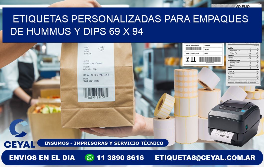 Etiquetas personalizadas para empaques de hummus y dips 69 x 94