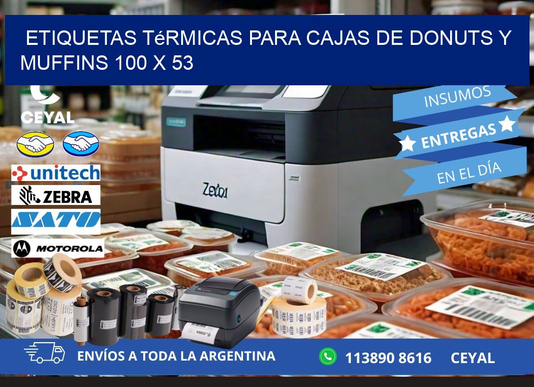 Etiquetas térmicas para cajas de donuts y muffins 100 x 53