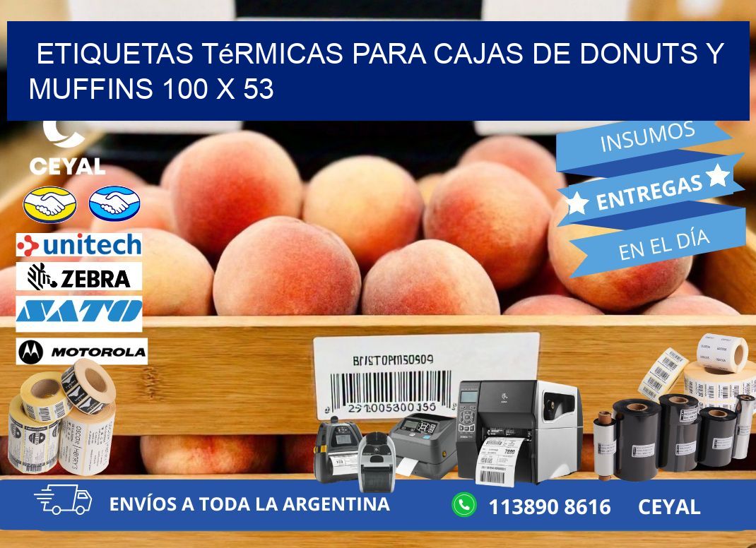 Etiquetas térmicas para cajas de donuts y muffins 100 x 53