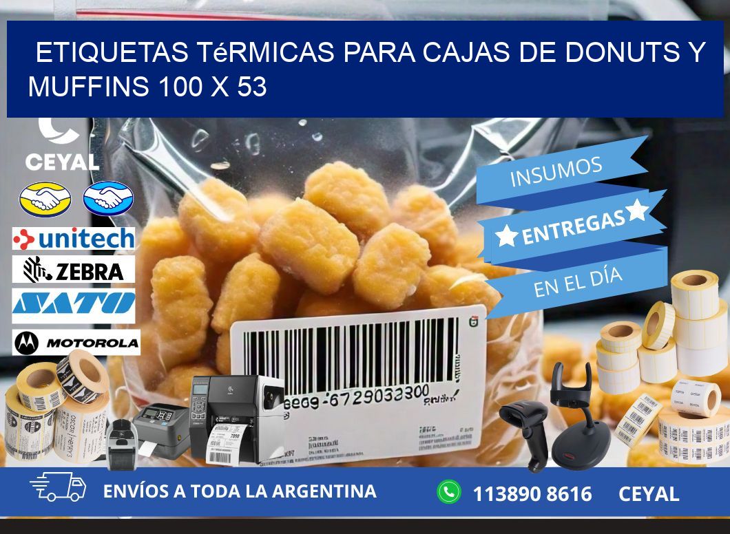 Etiquetas térmicas para cajas de donuts y muffins 100 x 53