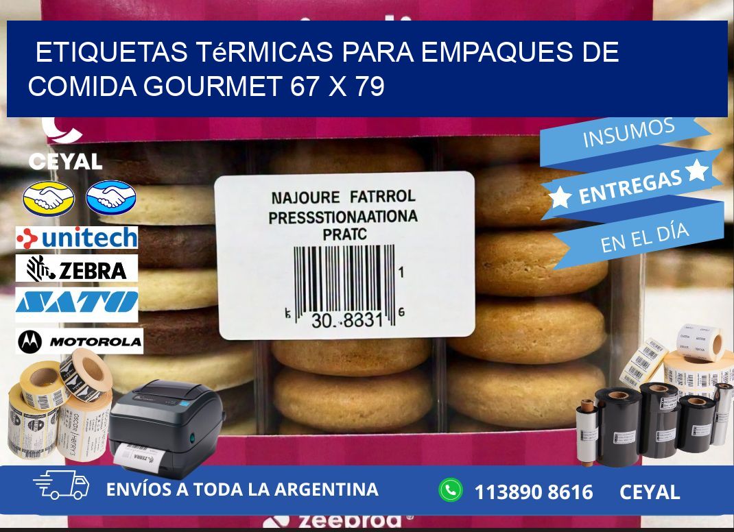 Etiquetas térmicas para empaques de comida gourmet 67 x 79