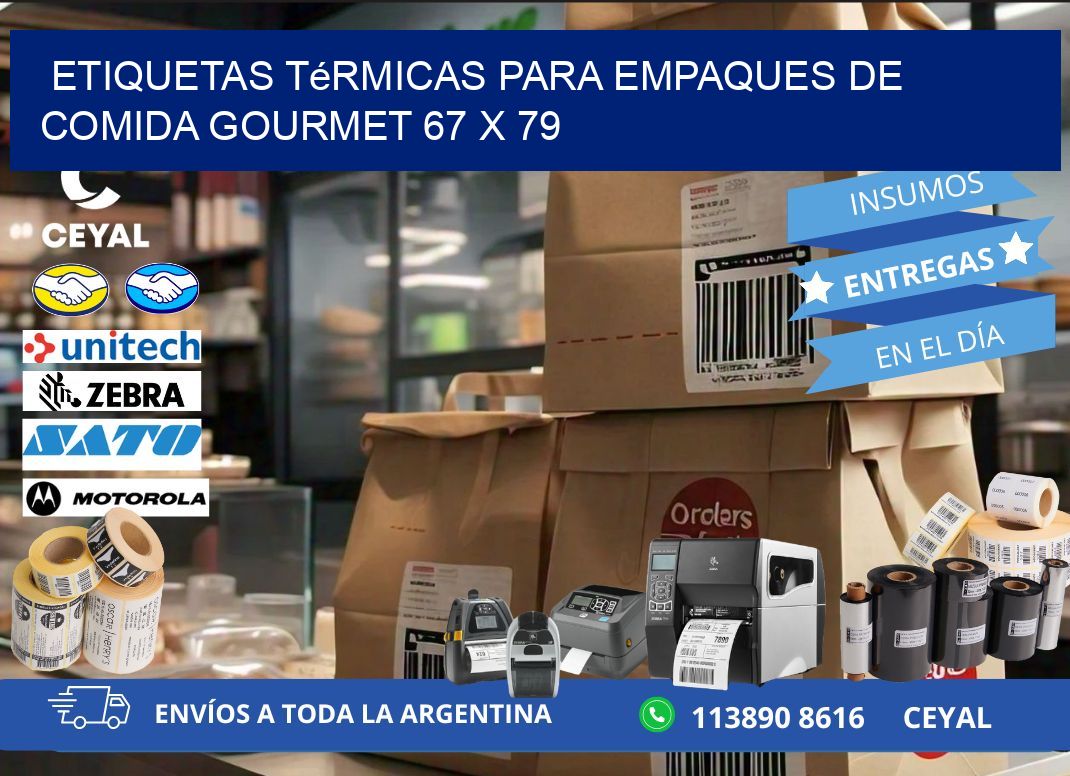 Etiquetas térmicas para empaques de comida gourmet 67 x 79