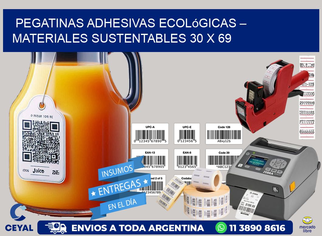 Pegatinas Adhesivas Ecológicas – Materiales Sustentables 30 x 69