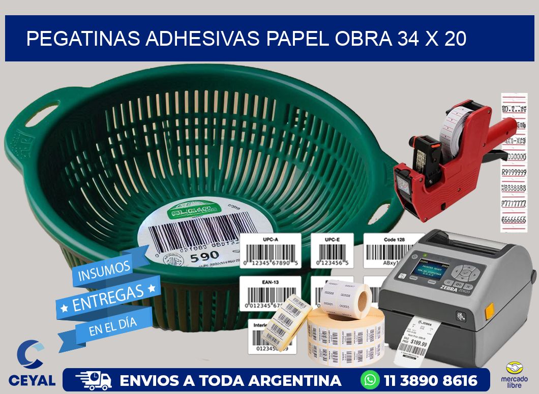 Pegatinas Adhesivas papel Obra 34 x 20