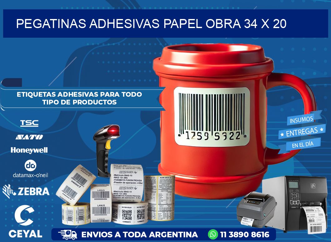 Pegatinas Adhesivas papel Obra 34 x 20