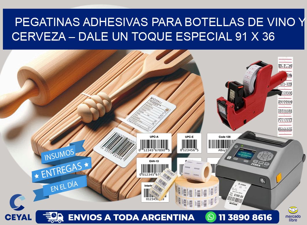 Pegatinas Adhesivas para Botellas de Vino y Cerveza – Dale un Toque Especial 91 x 36