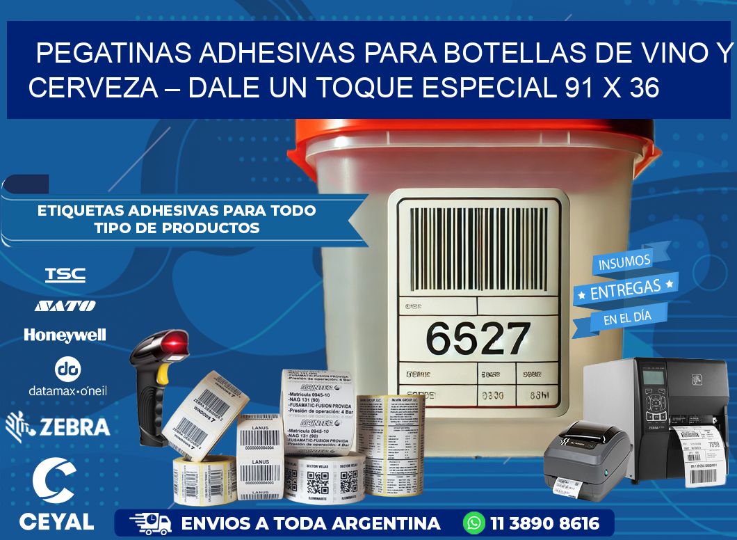 Pegatinas Adhesivas para Botellas de Vino y Cerveza – Dale un Toque Especial 91 x 36