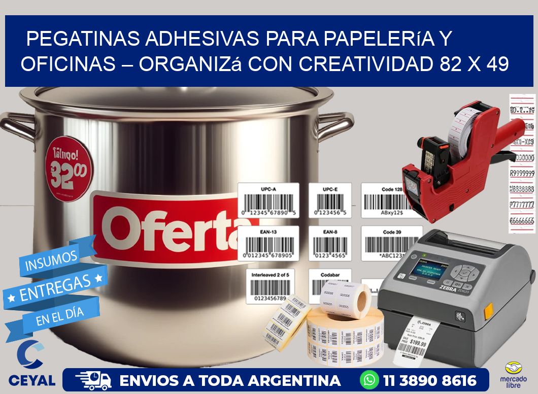 Pegatinas Adhesivas para Papelería y Oficinas – Organizá con Creatividad 82 x 49