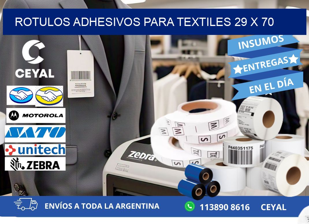 ROTULOS ADHESIVOS PARA TEXTILES 29 x 70