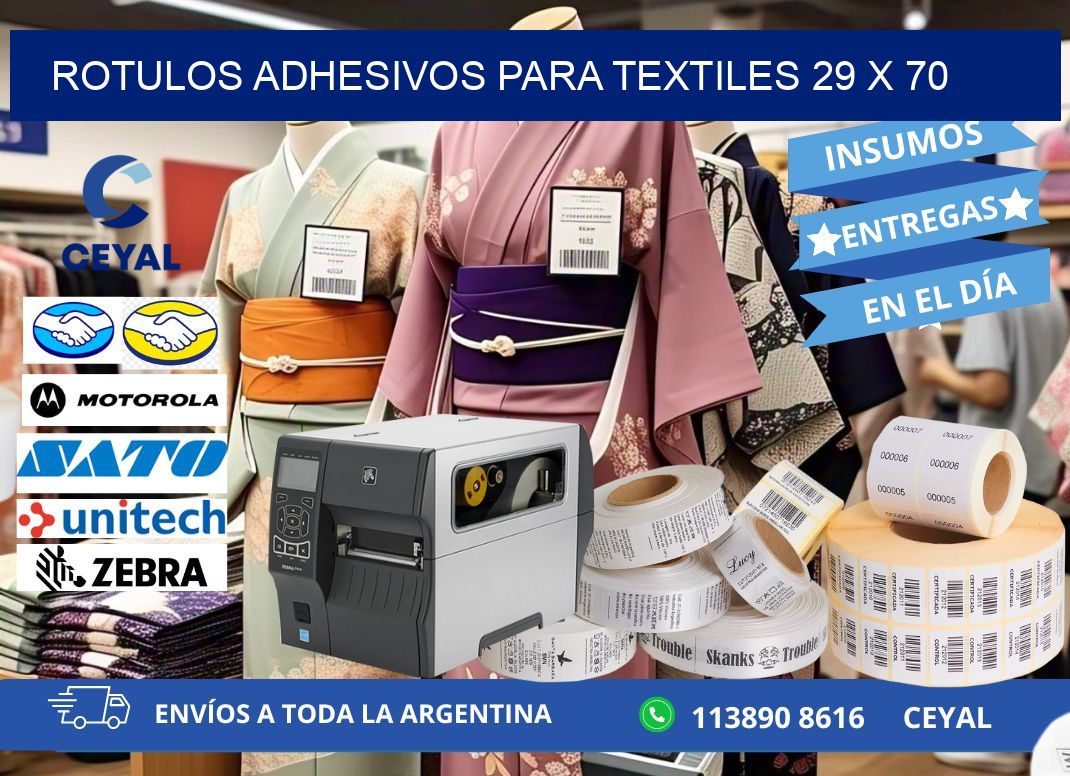 ROTULOS ADHESIVOS PARA TEXTILES 29 x 70