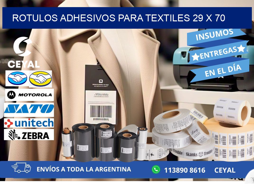 ROTULOS ADHESIVOS PARA TEXTILES 29 x 70