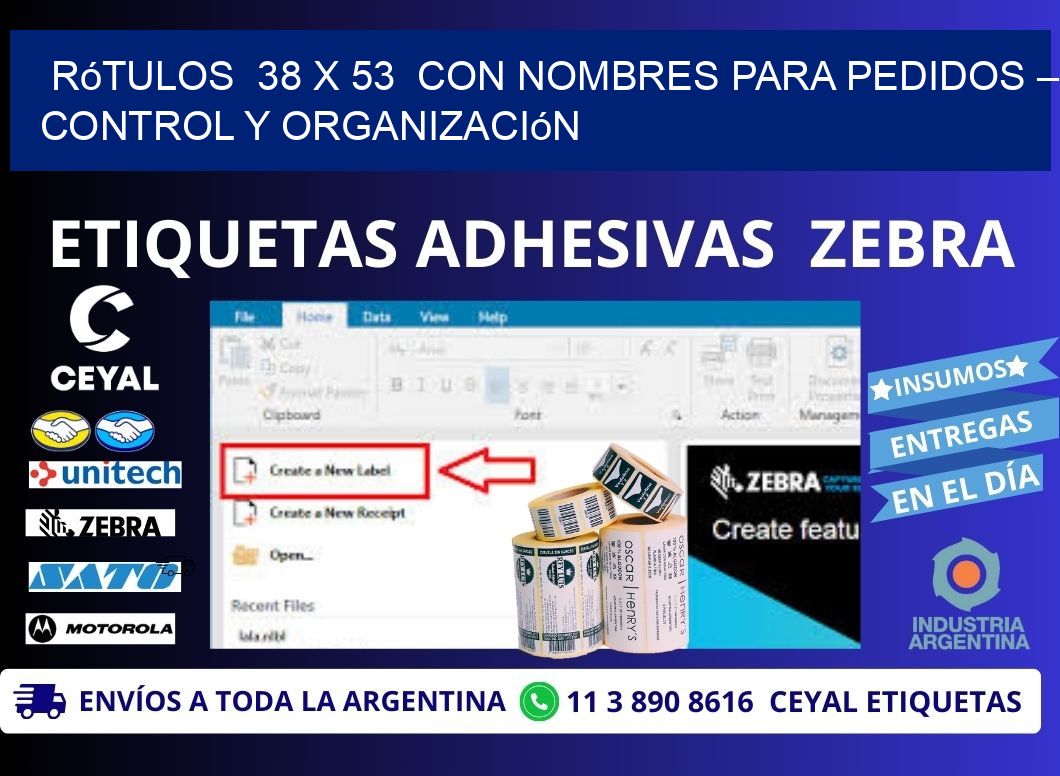 Rótulos  38 x 53  con Nombres para Pedidos – Control y Organización