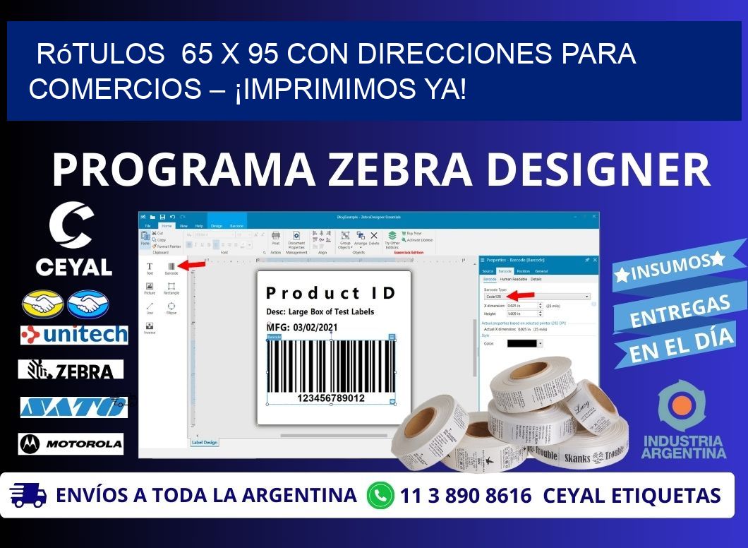 Rótulos  65 x 95 con Direcciones para Comercios – ¡Imprimimos Ya!