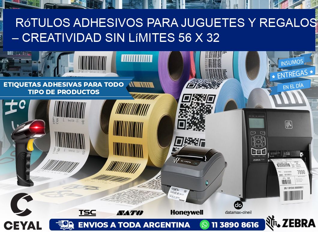 Rótulos Adhesivos para Juguetes y Regalos – Creatividad Sin Límites 56 x 32