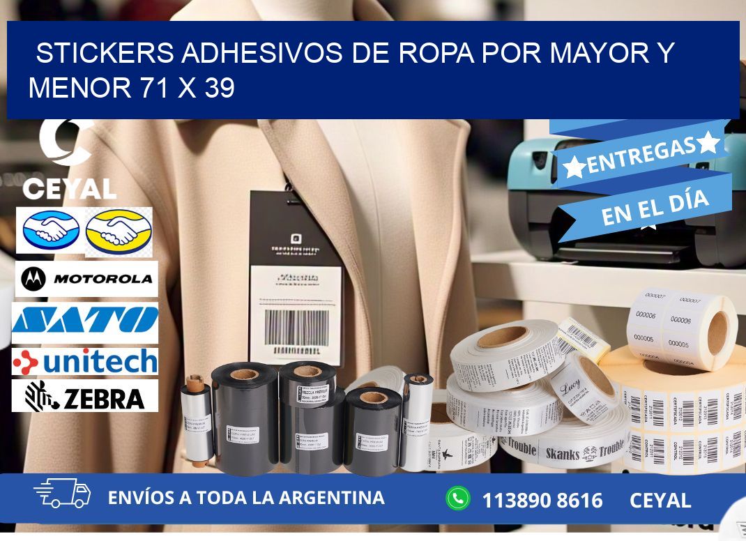 STICKERS ADHESIVOS DE ROPA POR MAYOR Y MENOR 71 x 39