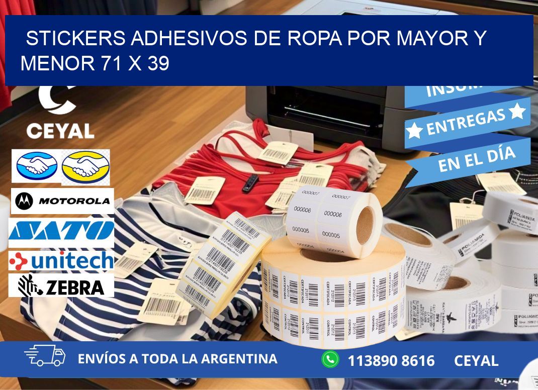 STICKERS ADHESIVOS DE ROPA POR MAYOR Y MENOR 71 x 39