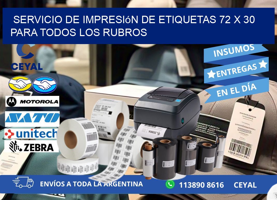 Servicio de Impresión de Etiquetas 72 x 30 para Todos los Rubros