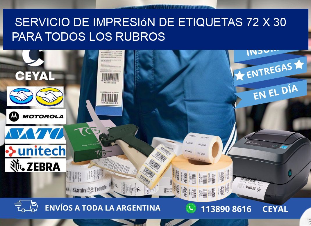 Servicio de Impresión de Etiquetas 72 x 30 para Todos los Rubros