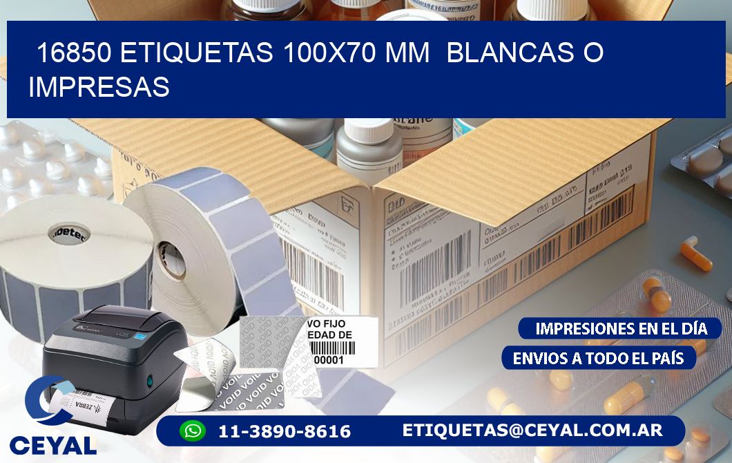 16850 ETIQUETAS 100x70 mm  BLANCAS O IMPRESAS