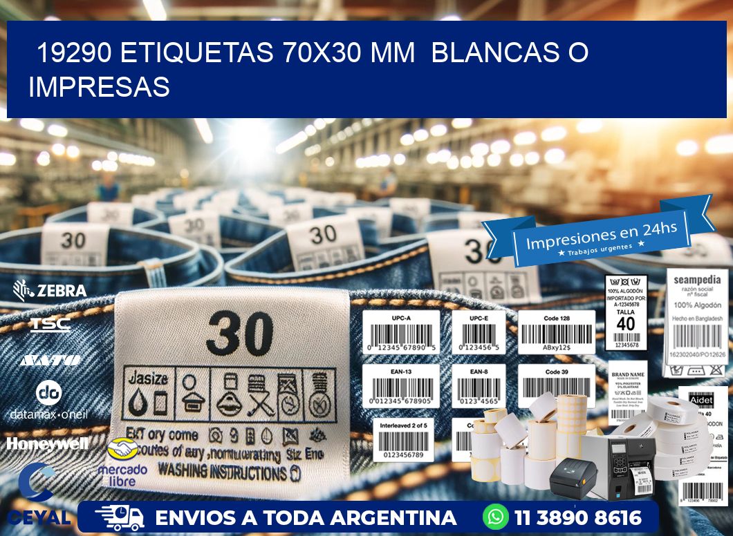 19290 ETIQUETAS 70x30 mm  BLANCAS O IMPRESAS