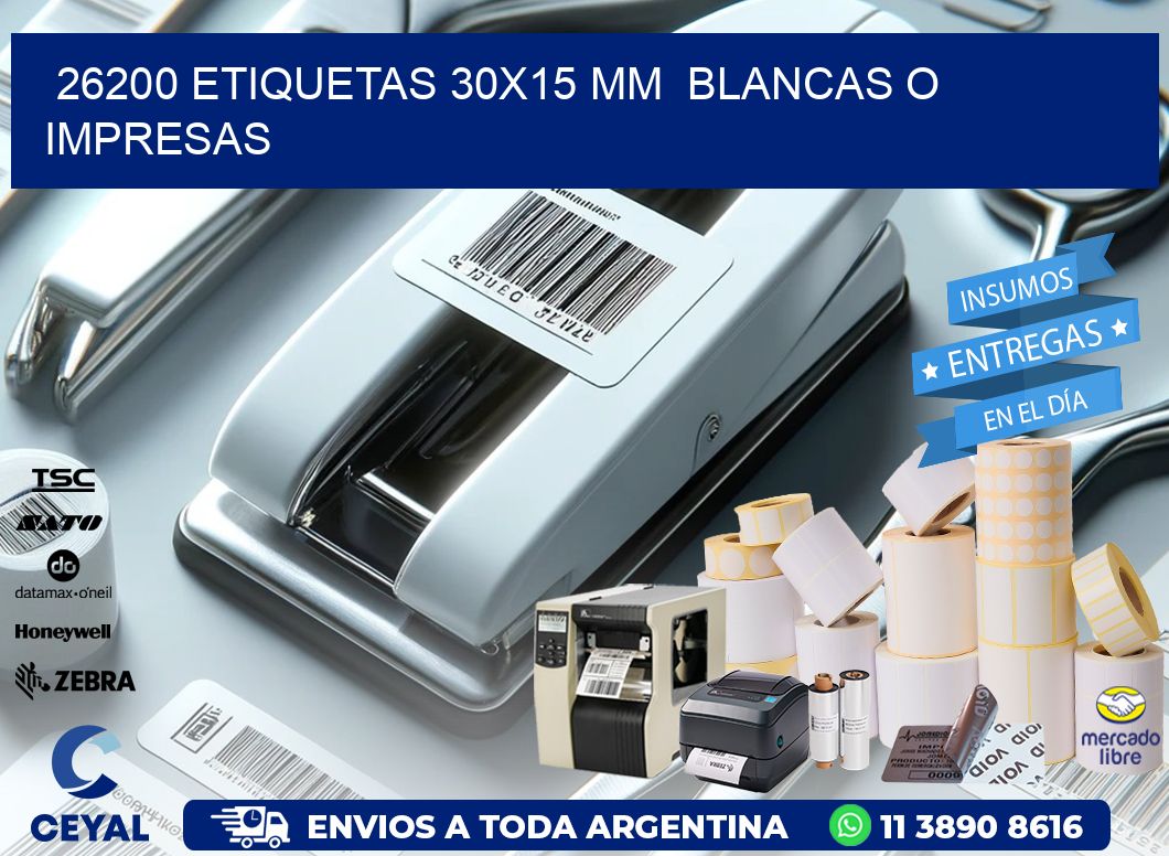 26200 ETIQUETAS 30x15 mm  BLANCAS O IMPRESAS