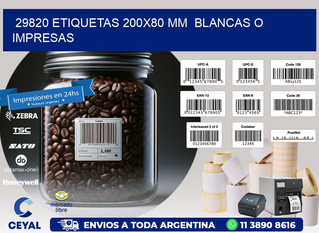 29820 ETIQUETAS 200x80 mm  BLANCAS O IMPRESAS