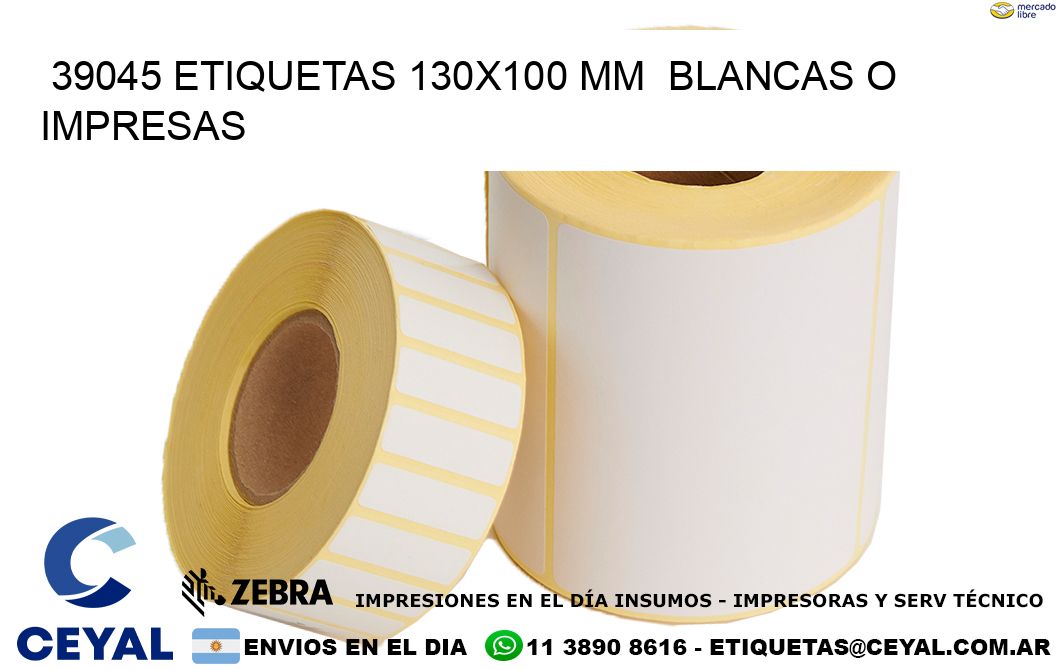 39045 ETIQUETAS 130x100 mm  BLANCAS O IMPRESAS