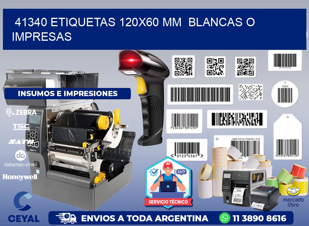 41340 ETIQUETAS 120x60 mm  BLANCAS O IMPRESAS