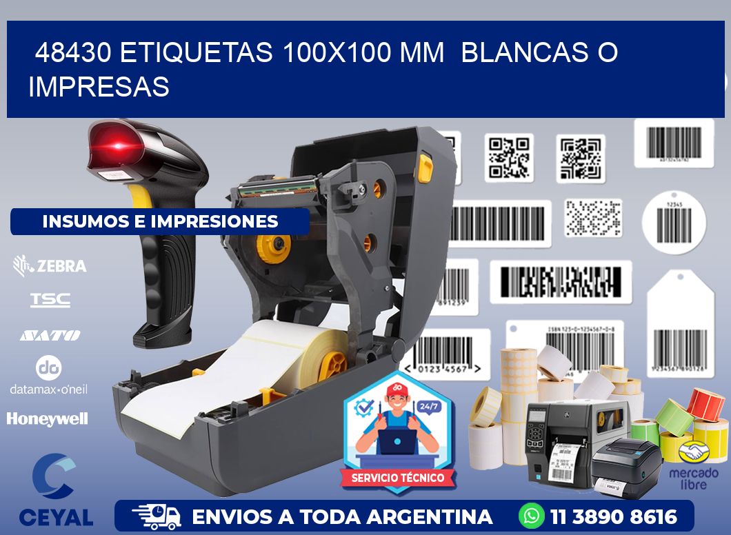 48430 ETIQUETAS 100x100 mm  BLANCAS O IMPRESAS