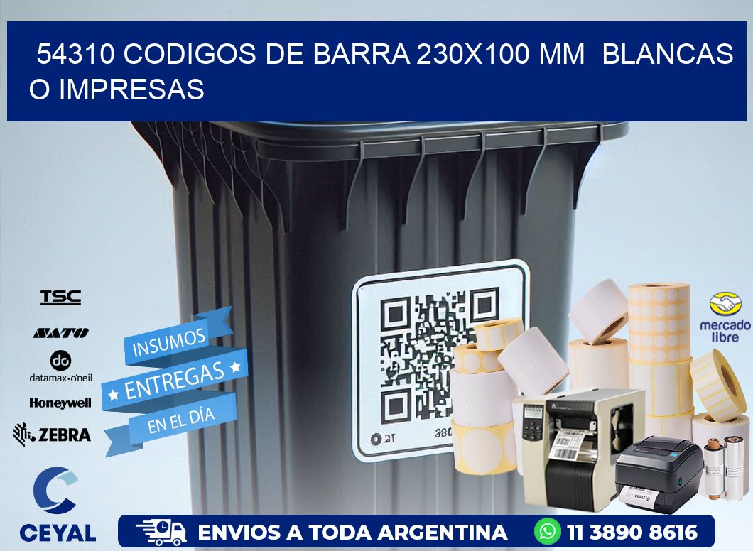 54310 CODIGOS DE BARRA 230x100 mm  BLANCAS O IMPRESAS