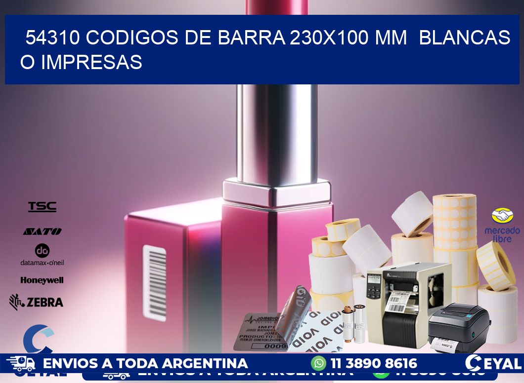 54310 CODIGOS DE BARRA 230×100 mm  BLANCAS O IMPRESAS