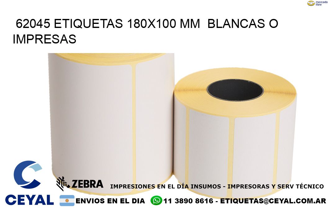 62045 ETIQUETAS 180x100 mm  BLANCAS O IMPRESAS