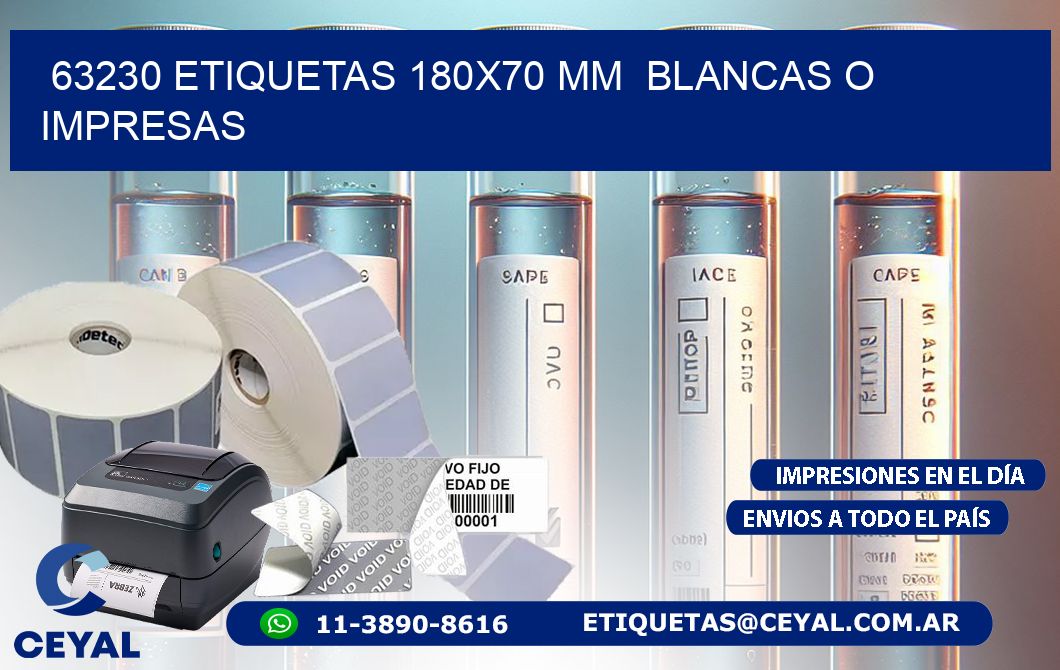 63230 ETIQUETAS 180x70 mm  BLANCAS O IMPRESAS