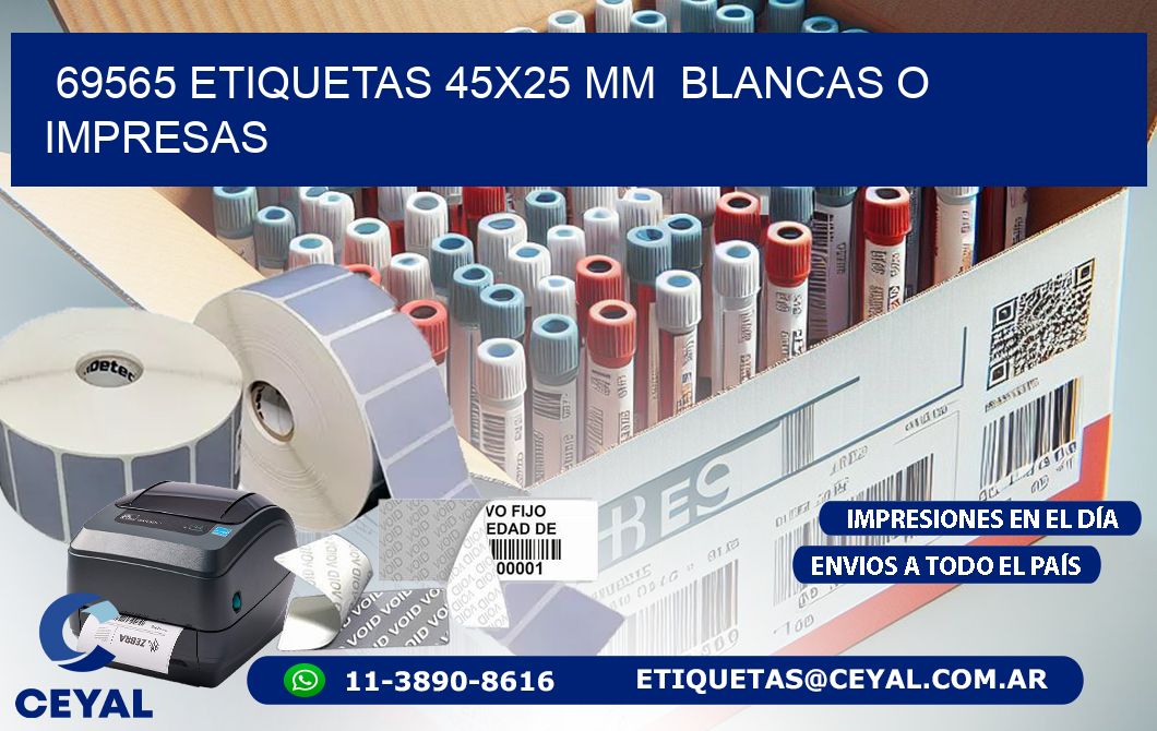 69565 ETIQUETAS 45x25 mm  BLANCAS O IMPRESAS