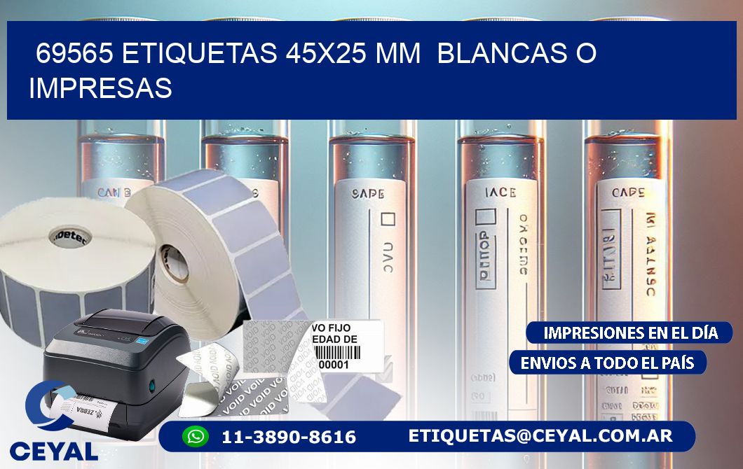 69565 ETIQUETAS 45x25 mm  BLANCAS O IMPRESAS