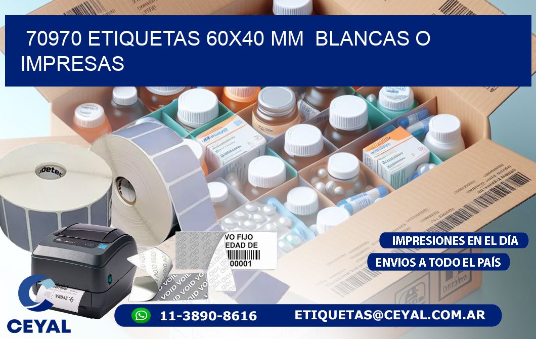 70970 ETIQUETAS 60x40 mm  BLANCAS O IMPRESAS