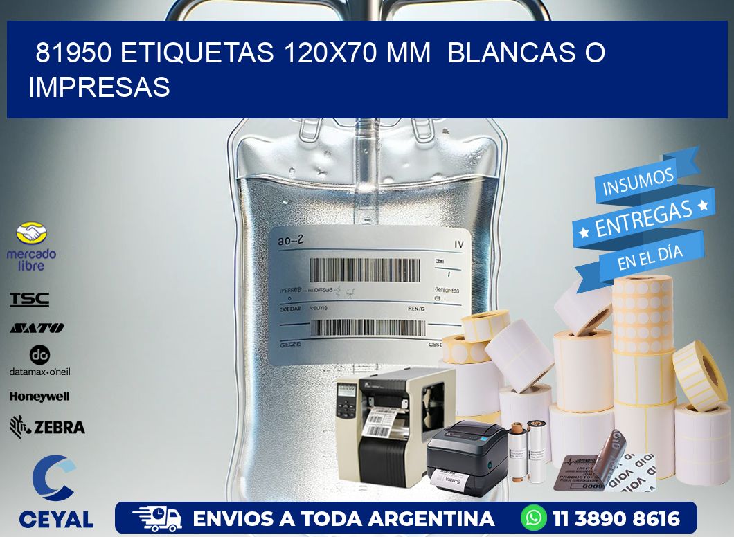 81950 ETIQUETAS 120×70 mm  BLANCAS O IMPRESAS