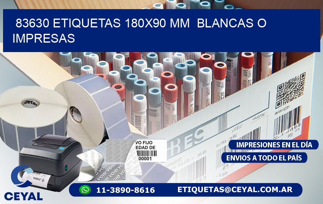 83630 ETIQUETAS 180x90 mm  BLANCAS O IMPRESAS