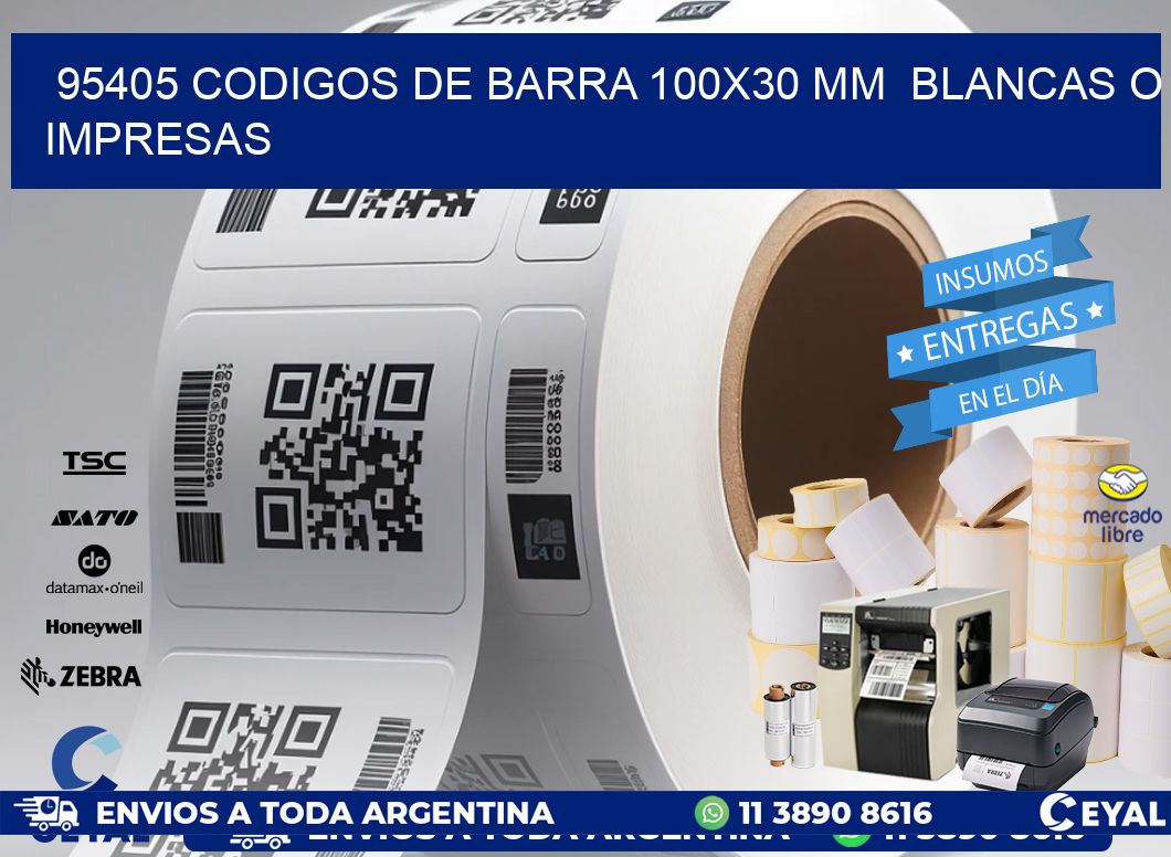 95405 CODIGOS DE BARRA 100x30 mm  BLANCAS O IMPRESAS